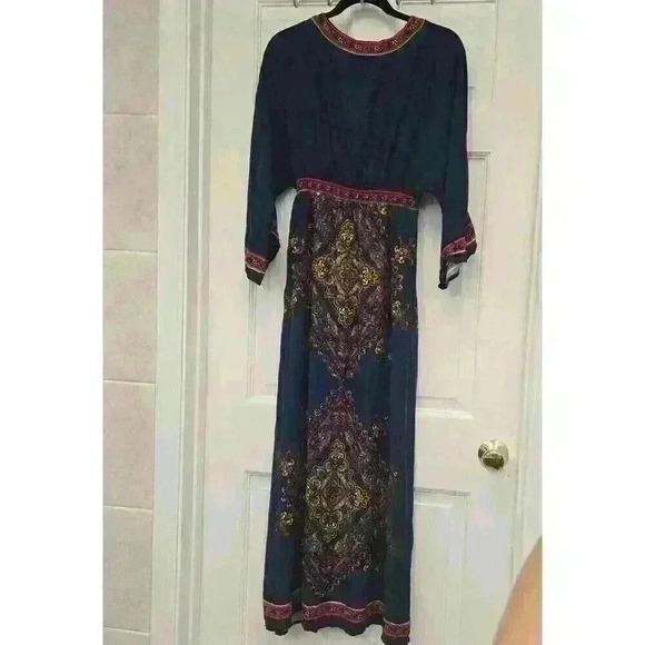 Bohemian Blue 3/4 MAXI Dress Flying Tomato ,Size M - Picture 2 of 3